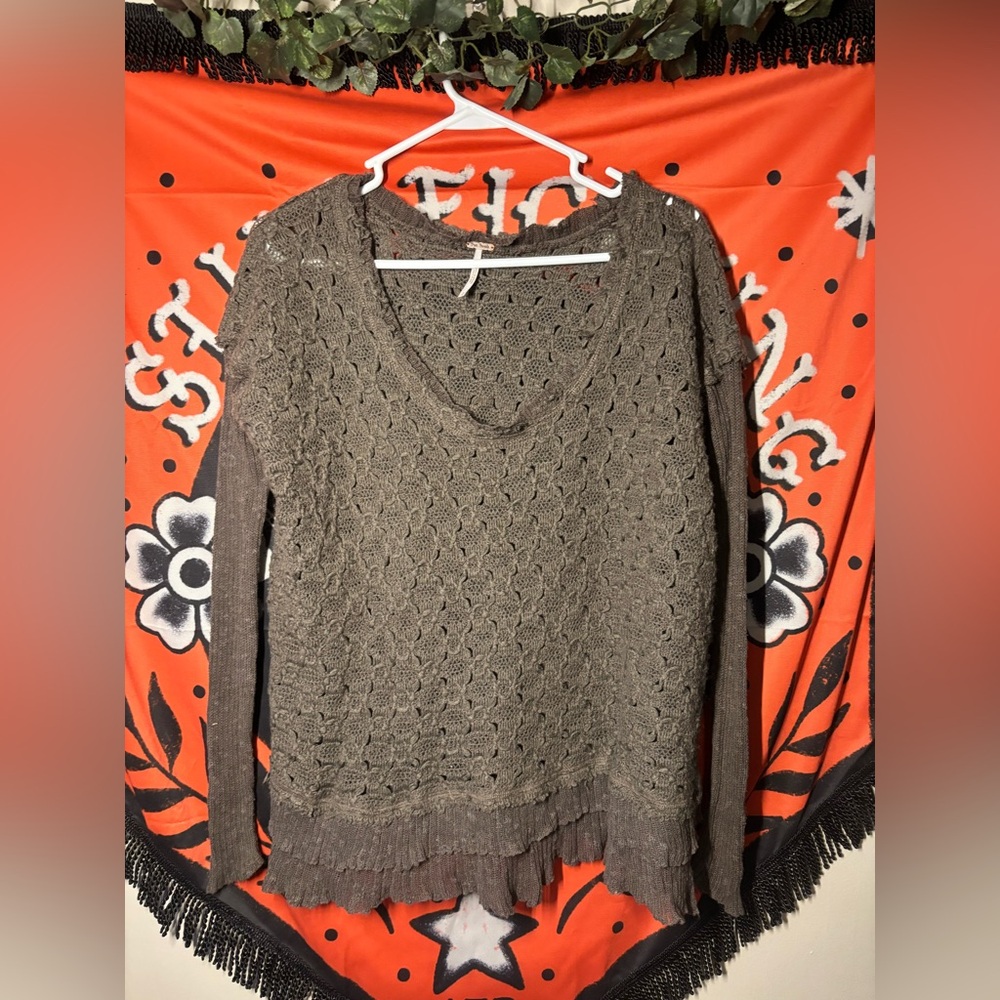 Free People Taupe Knit Sweater